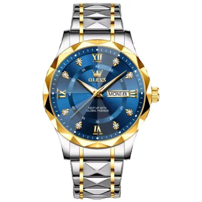 OLEVS 5609 Men's Watch Stainless Steel Fashion Business Calendar Waterproof diamond cart Mirror Quartz Watch Luxury Brand Men's Watch